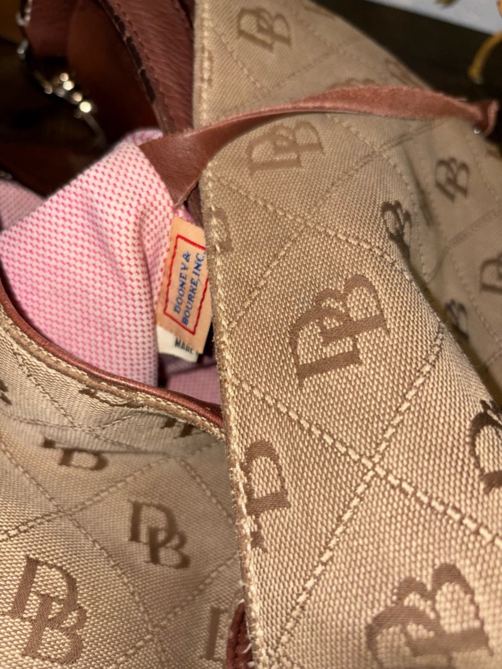 Dooney & Bourke Beige Canvas Logo Hobo with Brown Leather Trim - Picture 9 of 9